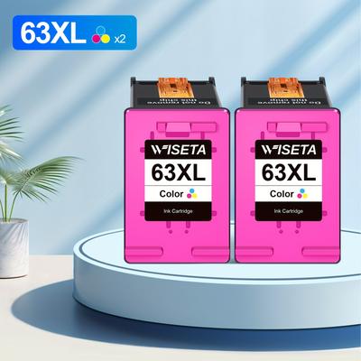 TEMU 2 Pack 63xl Remanufactured Ink Cartridge Replacement For Ink 63xl (color 2-pack) Work With Hp63 3830 4650 4652 4655 5200 5252 5255 5258 4520 4512 1112 2132 3630 3632 Printers 2 Tricolor