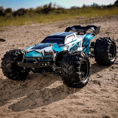 TEMU Q117 2.4ghz Rc Car - 70km/h Brushless Motor, 1:16 Scale 4wd Alloy Off-road Vehicle With Led Lights, Blue & , Perfect Gift For Beginners, Offroad Rc Car | Color Scheme | Rugged Tires