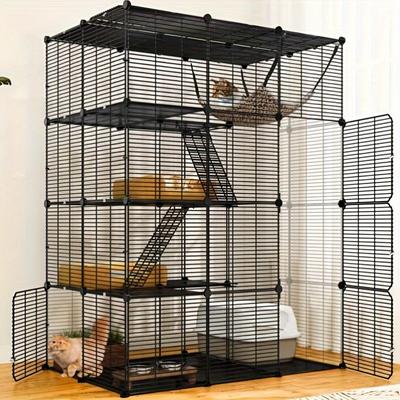 TEMU Meowl Multifunctional 4- Level Indoor Pet Playpen With Hammock For Cats, Rabbits, And Small Animals