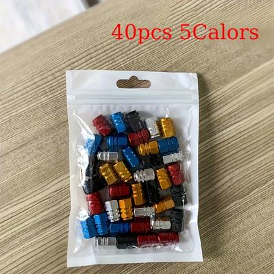 TEMU 40pcs Stainless And Bicycle Valve Caps - Tire Caps, 5 Colors (red, Blue, Black, Golden, Silvery)