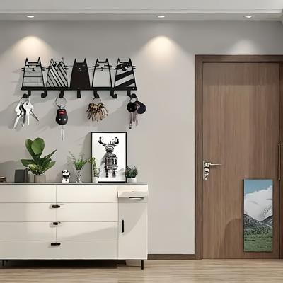 TEMU 1pc Contemporary Metal - A Stylish And Cute Design For Home Decoration, Wall Mounted Storage Jacket And Accessories, , Space Saving, And Home Decor