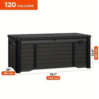 TEMU Lockable Outdoor Storage Container: 120- Gallon Resin For Patio, Garden, And