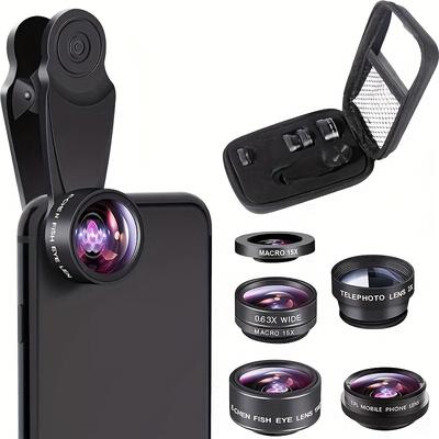 TEMU Smartphone Camera Lens Kit - For Iphone & For Android | Features Wide Angle, Macro, Fisheye, Telephoto Lenses