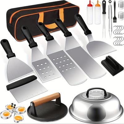 TEMU Set Of 29 Barbecue Accessories, Grill Rack Accessories Kit, Barbecue Spreader Knife Set With Large Spreader Knife, Oil Brush, Scraper Outdoor Barbecue