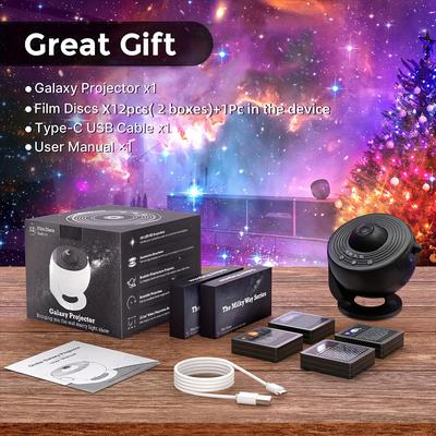 TEMU Projector, 13 In 1 Planetarium Star Projector Realistic Night Light With Solar System Constellation Moon For Ceiling Home Theater Living Room Decor, 360Â° Rotating Nebula Projector Lamp