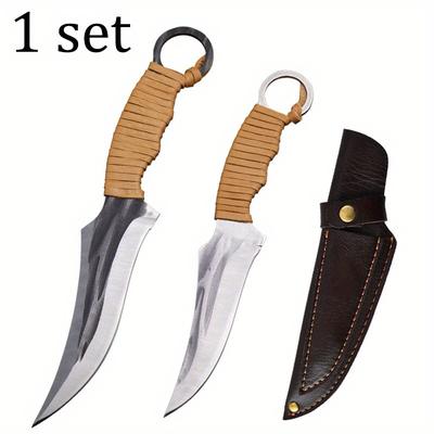 TEMU Camping Knife Set, Steel Knife Knife Portable Small Knife Sharpener Knife Multipurpose Knife For Cooking Household Cooking Accessories