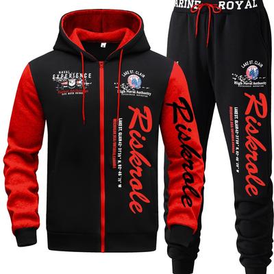 TEMU Men's Hooded Letter Print Hoodie Sports Running Two-piece Hoodie Casual Suit