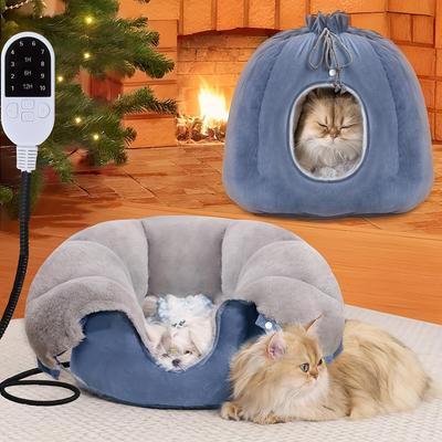 TEMU 1pc Heated Cat Bed, Versatile Heated Cat Bed Indoor For All , Soft & Cozy Heated Pet Bed With Timer & Temp Adjustable, Heated Bed For Indoor Cat&small Dog