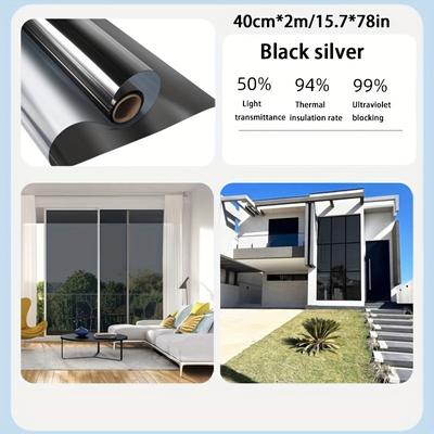 TEMU 1pc Privacy Window Film - Sun Blocking, Heat Insulation - Uv Protection, Mirror For Home And Office