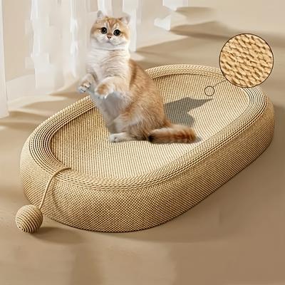 TEMU Sturdy Oval Cat Scratching Post - Sword Hemp Rope, Warm And For Cats, Ideal For Healthy Scratching , Perfect Autumn And Winter Gift, Winter Cat Entertainment|enclosed Design| , Cat Accessories