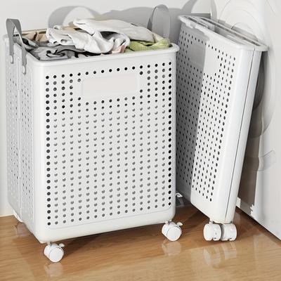 TEMU 1pc Foldable Laundry Hamper, Breathable Design For Large Laundry Basket, Spacious Rolling Storage Basket On Wheels, Organizer, Dirty Clothes & Organization, Laundry Baskets