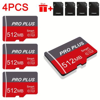 TEMU 4pcs Memory Cards With Adapter - U3, C10, A1 Compatible | For Tablets, Cameras, Phones & More | 128gb/64gb/32gb/16gb/8gb/4gb/2gb/1gb/512mb/256mb/128mb/64mb