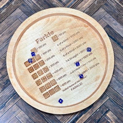 TEMU 1pc Christmas Day Farkle Classic Dice Game Wooden Dice Tray Comes With 6 Dice Desktop Ornament Wooden Products