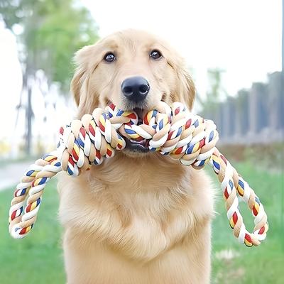 TEMU Chew-resistant Braided Rope Dog Toy For Large Breeds - Interactive Chew Toy For Golden Retrievers, , Labradors - Teeth Cleaning Dental Health & Mental Stimulation, Dog Toys For Aggressive Chewers