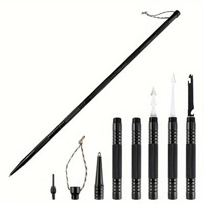 TEMU 1pc Trekking Pole, Multifunctional Aluminum Trekking Pole With Compass, Height Adjustable, Tactical Trekking Pole, Travel, Camping, Mountaineering