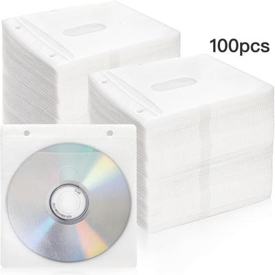 TEMU 100pcs Standard Cd/dvd Storage Cases - Double-sided, With -proof Closure, Matte ,