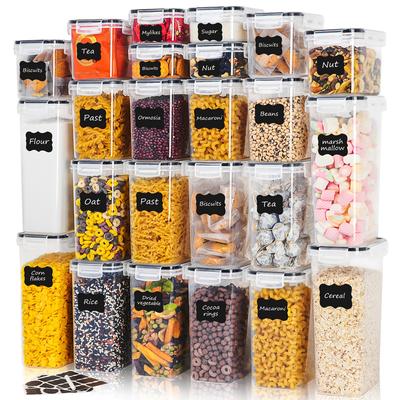 TEMU Thelife 24pcs Airtight Food Storage Containers, Kitchen Organizer & Storage, (24 Jars & 24 ) Bpa-free Plastic Food Storage Jars For Cereal, Grains, Flour, Sugar, Pasta, Includes Labels & Marker