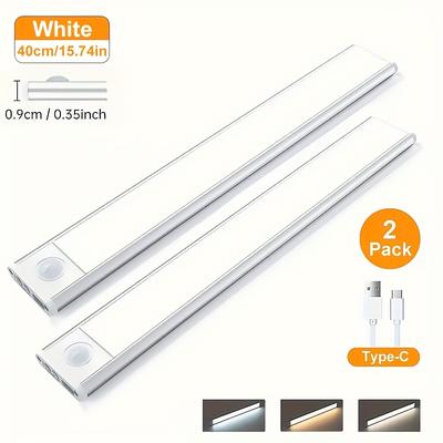 TEMU 2pcs Rechargeable Under Cabinet Lights - Motion Sensor, 3 Color Temperatures, Magnetic Dimmable Closet & Kitchen Lighting, Wireless Counter Lights For Stairs & Pantry