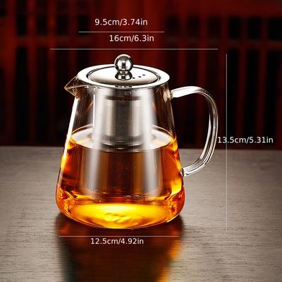 TEMU Teapots, Glass Teapots Stovetop 32 Oz, Borosilicate Clear Tea Kettle With Removable 18/8 Stainless Steel Infuser, Teapot Blooming And Loose Leaf Tea Maker Tea For Camping, Travel (950ml)