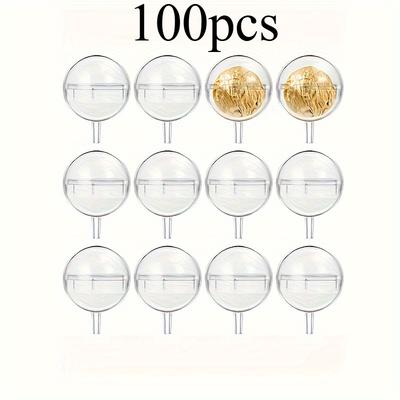 TEMU 100pcs Acrylic Chocolate Lollipop Cases - Transparent Flower-shaped Holders For Diy Bouquets, Birthday Gifts & Party Favors, Plastic, Make