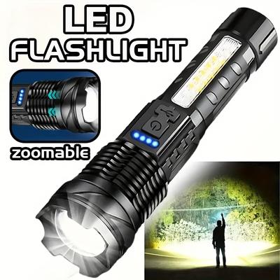 TEMU A Multifunctional Outdoor Flashlight, Featuring A Telescopic , Rechargeable Camping Light, Suitable For Travel, Camping, Hiking, Fishing, And Emergencies.