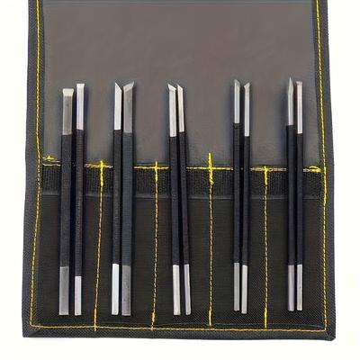 TEMU 10pcs High Carbon Knife Suit, Suitable For Wood, Stone And Seal Carving-stainless Steel, Manual