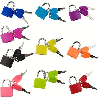 TEMU A Set Of 10 Mini Padlocks Zinc Alloy Metal, Suitable For Luggage, Gyms, Schools, And Pairing Games - A And Non-rechargeable Safety Padlock Set.