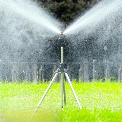 TEMU Adjustable 360-degree Rotary Sprinkler, Telescopic Tripod Lawn & Garden Watering System, Universal Connector, Stainless Steel Head, Plastic Material, Uncharged, No Battery Required