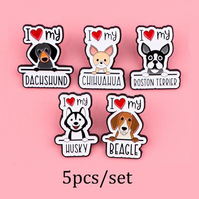 TEMU [5pcs/10pcs Cute Dog Enamel Pin Badges] Dmlsky 5pcs/10pcs Enamel Pin Set, Cartoon Dog Brooches, Alloy Lapel Pins, Non-washable, Fashion Accessories For Backpacks And Clothing, Gift For Dog Lovers