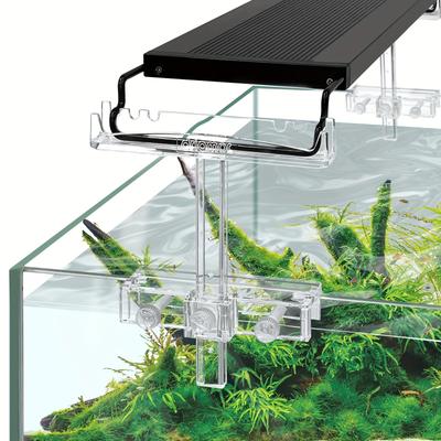 TEMU Aquarium Light Riser Adjustable, Clear Acrylic Fish Led Light Stand Aquarium Lamp Holder Bracket Kit 2pcs Transparent Support For Width 2.5-4.4 Inches Light With Extendable Bracket