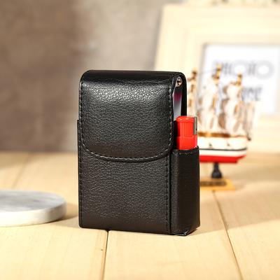 TEMU Leather Smoke Pouch & Lighter Holder - Multifunctional Storage Case With Closure, Stainless Steel Accent For Use