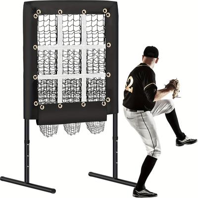 TEMU 9 Hole Pitching Net Baseball Pitching With , Softball Pitching Aid Net, 3 Level Adjustable Height, Equipment For Hitting And Pitching Practice Outdoor Sport