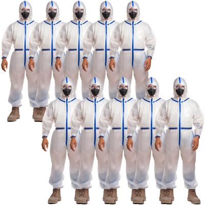 TEMU 10-pack Disposable Coverall Suit Workwear, Suit With Hood, Waterproof, Breathable, , , Liquid, And Painting Protection, Ideal For Industrial, Cleaning, Artist Protective