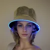 Neue goldene silberne leuchtende leuchten Eimer Hut führte leuchtende Fischer kappe Frauen Männer Hip Hop Neon Panama Hüte Performance Kostüm