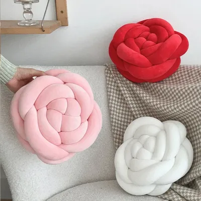 Einzigartige Rosenknoten-Wurfkissen für Wohnzimmer, Sofa, Dekor, Kissen, handgewebtes Image