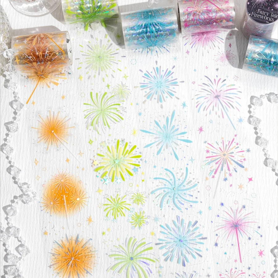Mr. Paper 1Style 4Rolls/Beutel Wunderschönes Feuerwerk-Themenband Kreatives Handbuch DIY Scrapbooking Bilderbuch Material Klebebandaufkleber Image