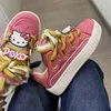Sanrio Hello Kitty Rosa Brot Schuhe Frauen 2025, Neue Frühling Herbst Turnschuhe mit dicken Sohlen,