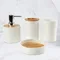 Fournitures de salle de bains en bambou, 4 pièces, pour lavage de salle de bains, support de rangement, ensemble de porte-brosse à dents, tasse de bain de bouche, vanité de salle de bains