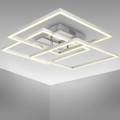 B.K.LICHT Deckenleuchte "LED Wand- und Deckenleuchte, chrom-alu, LED/40W", silber (chrom, alu), Lampen