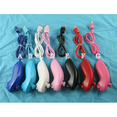 50pcs For Nintend Wii Game Controller 5 colors Nunchuck Hand Curved Game Handle Controller Nunchuk