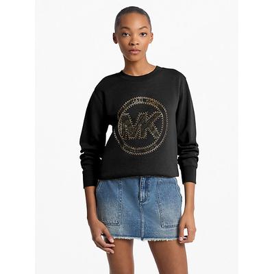 Michael Kors Embellished Logo Cotton Blend Sweatshirt Black L