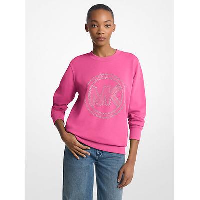 Michael Kors Embellished Logo Cotton Blend Sweatshirt Pink S