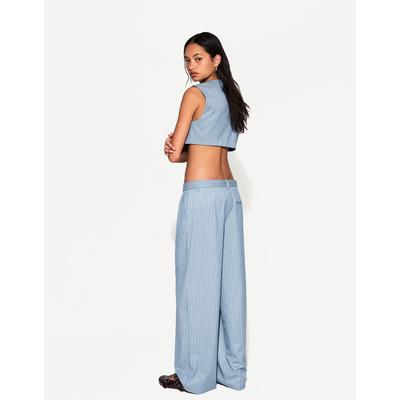 Bershka Cropped Gilet Women M Blue
