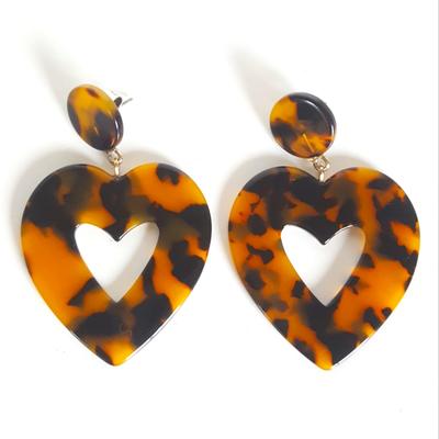 J. Crew Jewelry | J. Crew Tortoise Heart Drop Earrings Acrylic Jumbo Hearts | Color: Brown/Tan | Size: Os