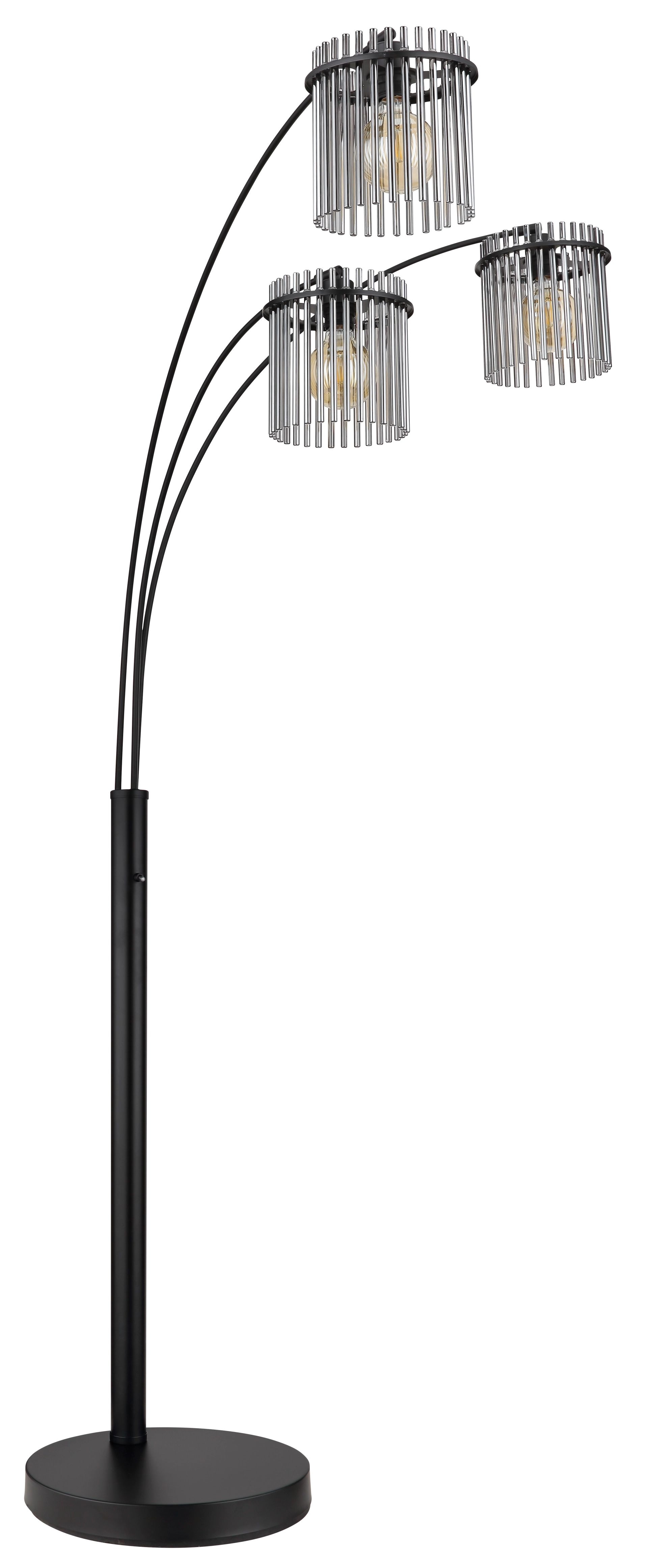 GLOBO LIGHTING Stehlampe "GORLEY", schwarz (schwarz matt), 3, Ø 20cm H: 180cm, 1 Stk., Leuchten, Design Glasstäbe, Stehleuchte, Wohnzimmer, Esszimmer, Bogenlampe, Bogenlampe Image