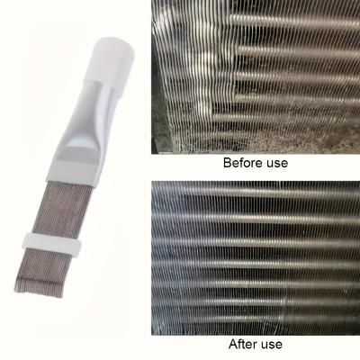 TEMU 1pc Stainless Steel Air Conditioner Fin Cleaning Brush With Plastic Handle - Comb Tool For Ac Maintenance And Removal