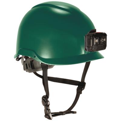 ergodyne Skullerz 8976LED Class E Safety Helmet with LED Light, 6-Point Ratchet Suspension, Green (EGO60282)