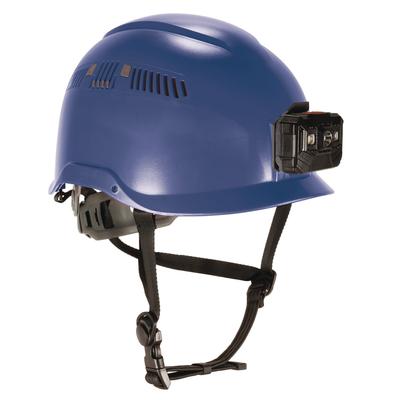 ergodyne Skullerz 8977LED Class C Safety Helmet with LED Light and Adjustable Venting, 6-Point Ratchet Suspension, Blue (EGO60289)