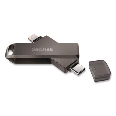 SanDisk Dual Phone USB 3.2 Type-C/Lightning Flash Drive, 256 GB, Black (SDIIX70N256GAG6)