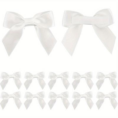 TEMU 50pcs Elegant Ribbon Bows With Double-sided Tape - Self-adhesive, Polyester, Gift Wrapping, Crafts, Showers, Birthday & Wedding Decorations, Ribbon For Flower Bouquet Image